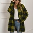 thumbnail image 4 of Qetyuw Winter Checkered Coat for Women Button Down Long Sleeve Shacket Jacket Plaid Lapel Casual Warm Coats Outwear, 4 of 7