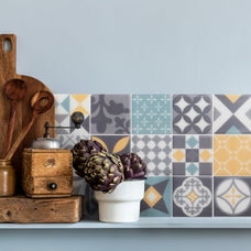 Smart Tiles Peel and Stick Backsplash, 5 Adhesive Tiles, Vintage Multicolored, 9"x9"
