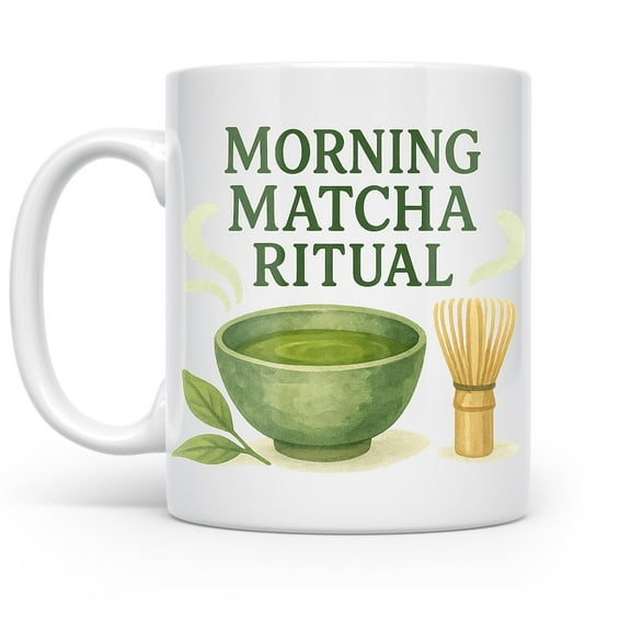 Morning Matcha Ritual 11 oz Coffee Mug - For Wellness Seekers White Ceramic Gift