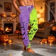 thumbnail image 4 of Hsovts Pajama Pants Men Funny Bat Graphic Ultra Lightweight Drawstring Stretch Pants 2026 New Fashion Comfy Relaxed Trousers with Pockets Purple M, 4 of 7
