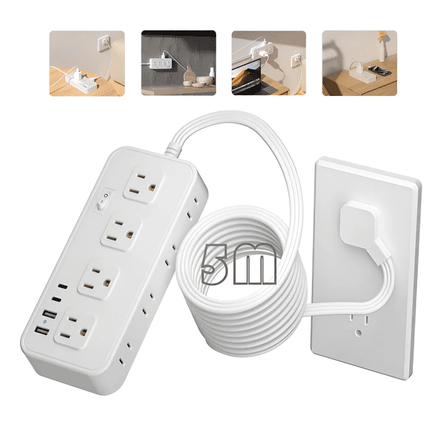 Multicontactos Extensiones Con 4 Salidas 3 Usb 1 Tipo-c 5m Xtellar Blanco