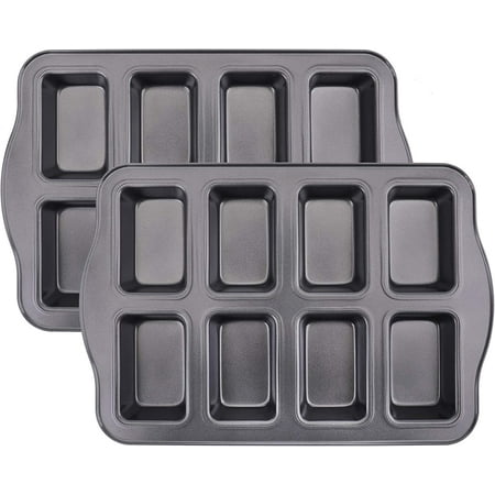 

Pack 2 Baking Mini Loaf Pan 8-Cavity Non-Stick Breads Pan for Oven and Pot Baking