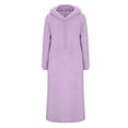 thumbnail image 5 of ZyeKqe Womens Hoodies Dress Casual Fleece Sherpa Warm Long Hooded Dress Plus Size Plush Fuzzy Pullover Coat with Pockets, 5 of 7