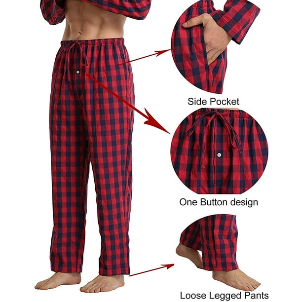 LANBAOSI 2 Pack Womens Plaid Flannel Pajama Pants With Pockets Size L 