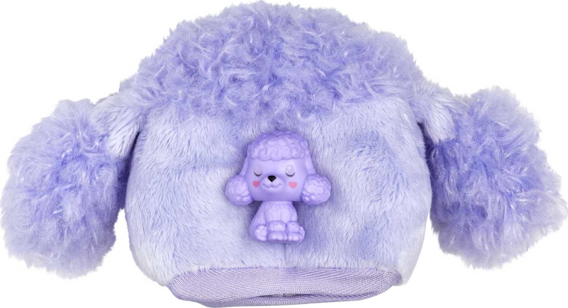 Barbie Cutie Reveal Doll & Accessories, Cozy Cute Tees Poodle, “Star” Tee, Blue & Purple Streaked Hair, Brown Eyes
