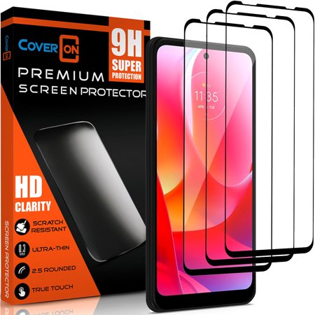 CoverON 3pcs Pack For Motorola Moto G Power 2022 Screen Protector Tempered Glass- 98% full Coverage 9H Scratch Resistant - HD Clear