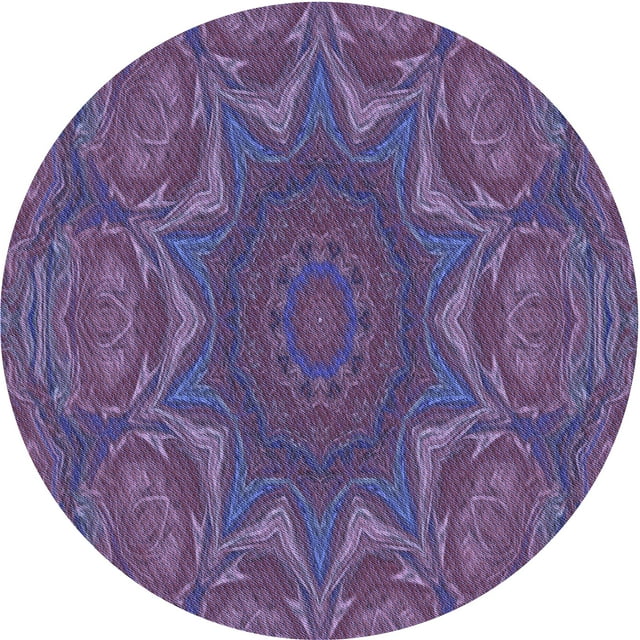 Ahgly Company Machine Washable Indoor Round Transitional Purple Jam Purple Area Rugs, 7' Round