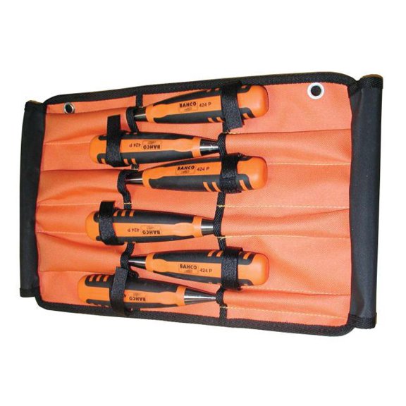 Bahco - 424-P Bevel Edge Chisel Set in Roll, 6 Piece