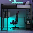 thumbnail image 4 of MIDOQIN Full Size Gaming Loft Bed with LED Desk, Metal Loft Bed Frame with Open Wardrobe & 3 Linen Storage Drawers, 4 of 7