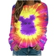 thumbnail image 2 of Qiopertar Mode Femmes T-Shirt à Manches Longues Col Rond Imprimé de Pâques Chandail en Molleton Blouse Offres de la Semaine Liquidation à Moins de 5$ jusqu'à 90 % de Réduction, 2 of 5