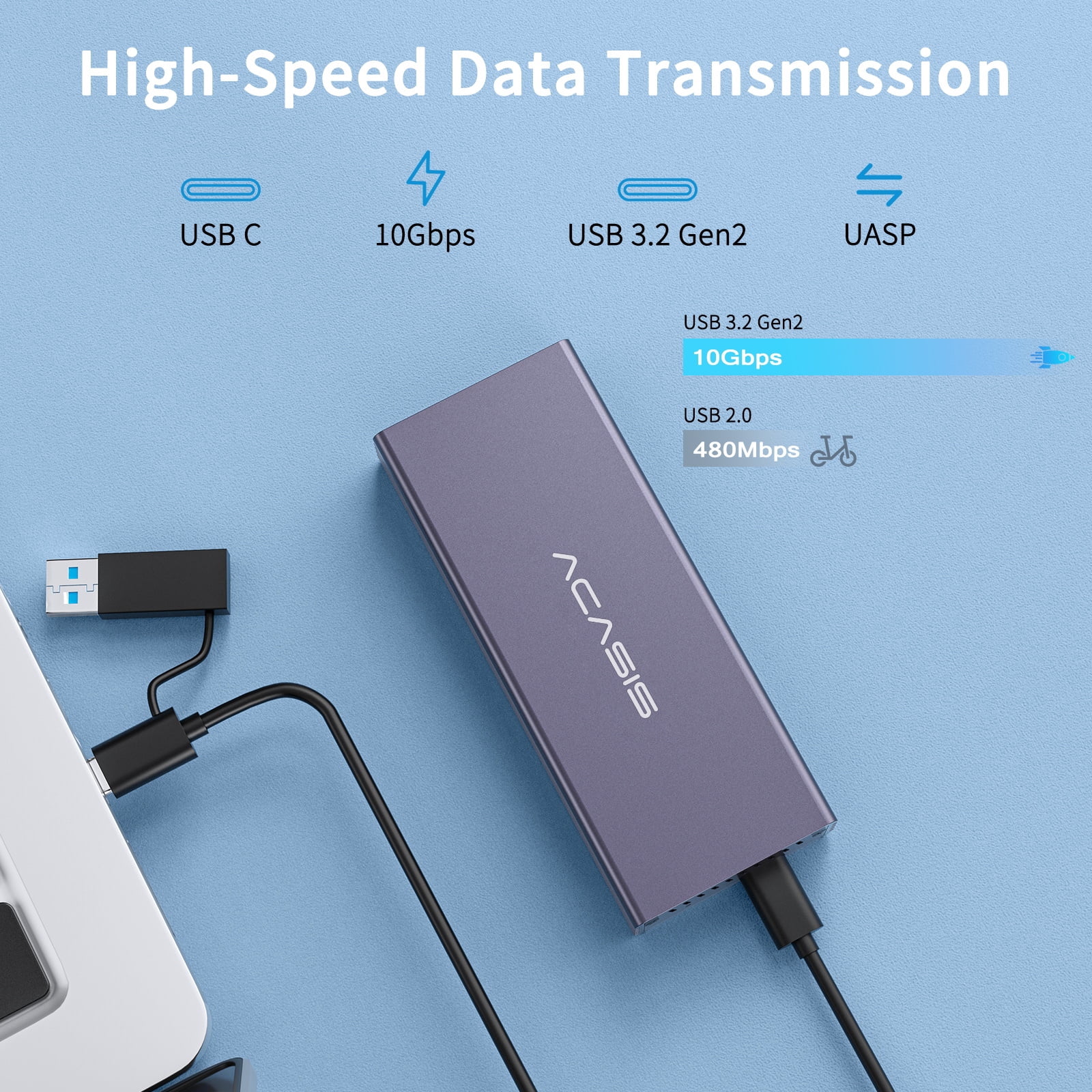 ACASIS 20Gbps External Storage Enclosure for MacBook Air/Pro/iMac 2013-2017 M.2 NVMe SSD