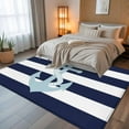 thumbnail image 5 of Navy Blue Stripe Nautical 6x9 Area Rugs, Aqua Anchor Summer Coastal Non-Skid Rubber Backing Large Rectangle Rugs - Living Room Bedroom Home Office, Indoor Floor Mat Carpets Washable Rug, 5 of 9