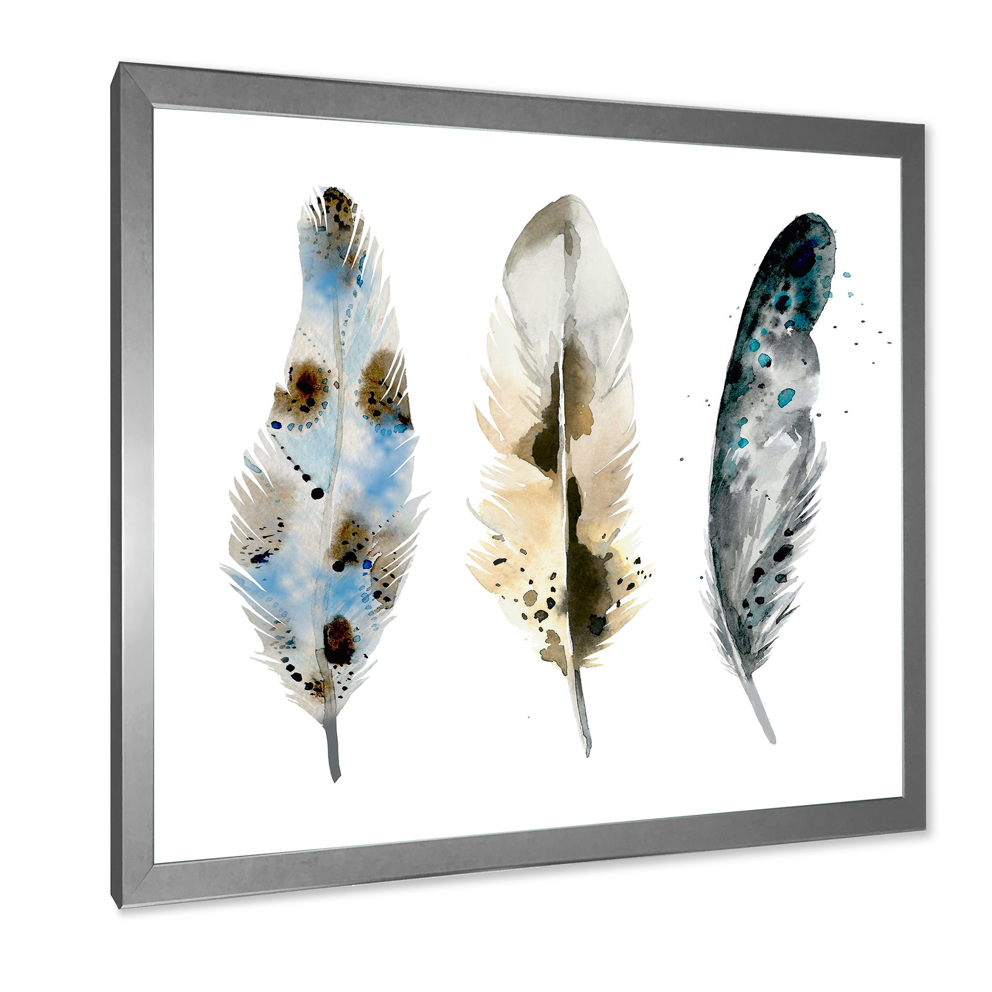 Designart 'Colourful Boho Art Feathers V' Bohemian & Eclectic Framed Art Print
