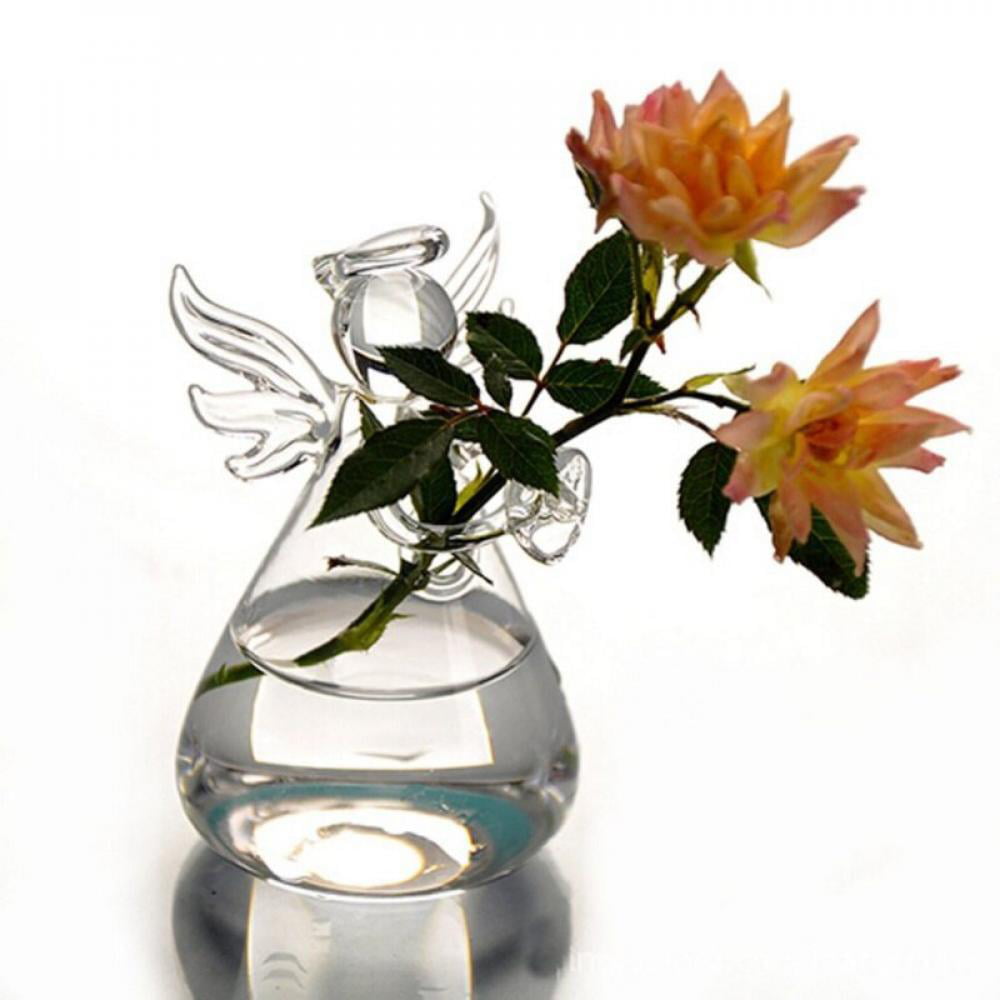 Clear Angel Glass Hanging Flower Vase Terrarium Bottle Home Wedding Decor 