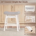 thumbnail image 5 of Carolayne 24 Inch Counter Height Bar Stools Set of 4, Upholstered Saddle Seat with Solid Rubber Wood Legs for Kitchen Island, Light Grey Linen, 5 of 7