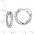 thumbnail image 2 of 925 Sterling Silver Polished Prong set Safety clasp Rhodium Plated With CZ Cubic Zirconia Simulated Diamond Hinged Hoop, 2 of 3