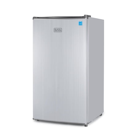 BLACK+DECKER BCRK32V Compact Refrigerator Energy Star Single Door Mini Fridge with Freezer, 3.2 cu. ft., Silver