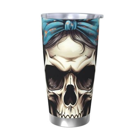

Logiee Bow Flower Skull Print 20OZ Car Cup with Lid Stainless Steel Vacuum Insulated Double Wall Travel Tumbler Durable Insulated Coffee Mug Thermal Cup with Straw-Without Straw
