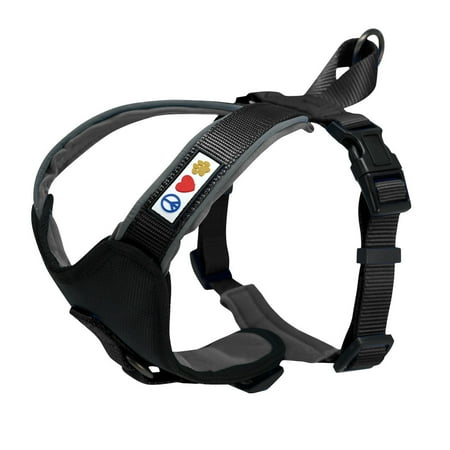 UPC: 0735255514186 | Pawtitas Padded Reflective Dog Harness Medium Adjustable Black Dog Harness