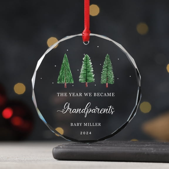 The Year We Became Grandparents Ornament First Time Grandparents Glass Keepsake, New Grandchild Christmas Photo Gift