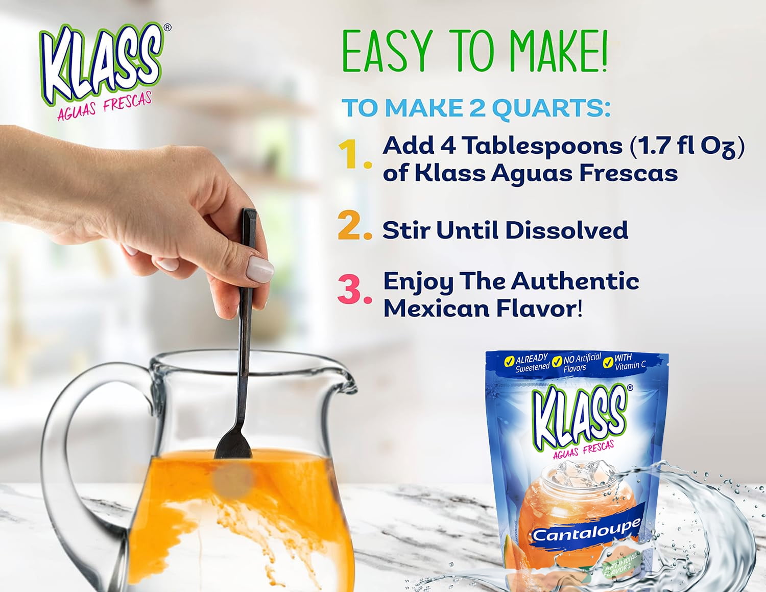 (6 pack) Klass Melon Naturally Flavored Drink Mix