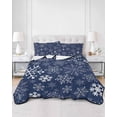 thumbnail image 3 of Navy Blue Snowflake Christmas Twin Size Down Alternative Comforter, Lightweight Comforter Quilt Bedding Set with Pillow Shams Xmas Snowflake All Seasons Bed Comforter Duvet Insert 68"x86", 3 of 7