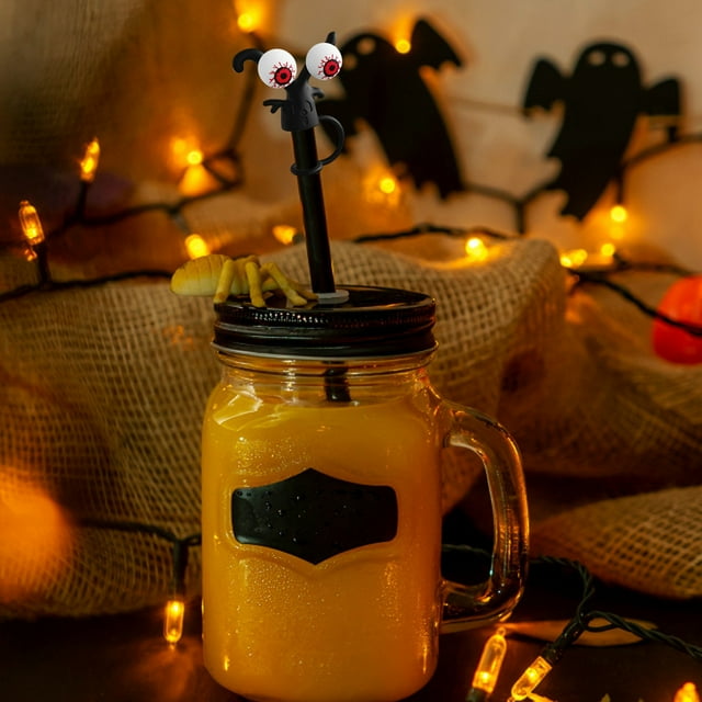 KER Couvercles de Paille en Silicone pour Halloween Accessoires de Fête Réutilisables pour Boissons Décorations d'Halloween