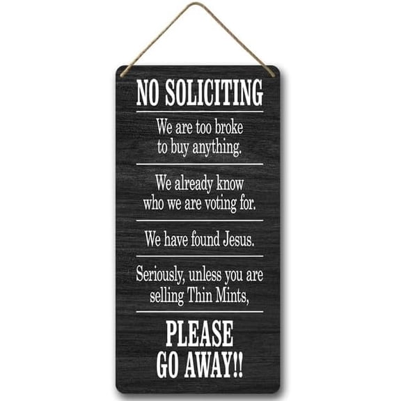 6x12 IN No Soliciting Sign for House,House Home Decor Yard Garden Fence Porch Wall Art,Farmhouse Wooden Hanging Plaque Rustic Wall Art Decor Home Decoration,House Warming Gift