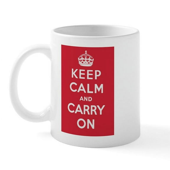 CafePress - Keep Calm And Carry On Mug - 11 oz Ceramic Mug - Novelty Coffee Tea Cup