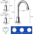 thumbnail image 2 of 8 Inch Bathroom Faucets for Sink 3 Hole, Faucet for Bathroom Sink with Pop-up Drain & cUPC Lead-Free Hose, Faucet for Bathroom Vanity Lavatory, Chrome, 2 of 7