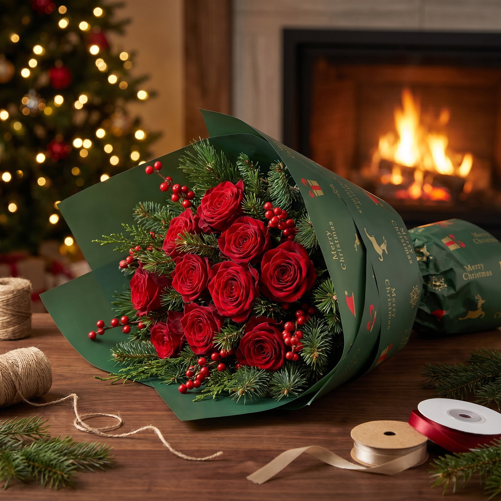 Unique Bargains Waterproof Matte Gift Wrap Paper for Bouquets Green Gift 22"x 22"