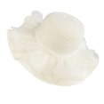 thumbnail image 1 of Sombrero de playa de paja natural de alta densidad con protección solar, ala ancha y diseño abovedado, lazo de encaje y detalles de perlas de imitación. Sombrero de verano., 1 of 8