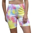 thumbnail image 2 of Daisy Del Sol Women's High Waisted Stretchy Soft Tie Dye Floral Solid Yoga Athleisure Loungewear Biker Long Shorts, 2 of 5