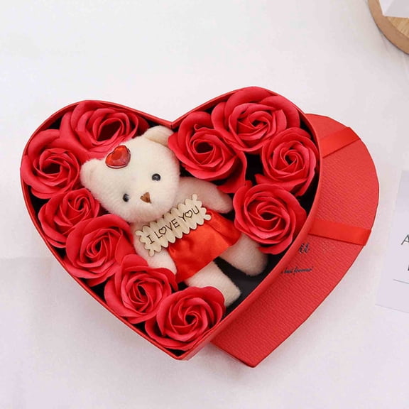 2026 New Valentines Day Gifts Box, Set of 10 Roses with Cute Bear, Rose Present, Birthday Gift, Valentines Day Decorations Home Decor
