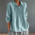 thumbnail image 2 of beishanbush Hot Sales Saving $15 Womens Button Down Shirts Women's Blouse,V Neck Pleated Lapel Long Sleeve Loose Fit Under $20, 2 of 4