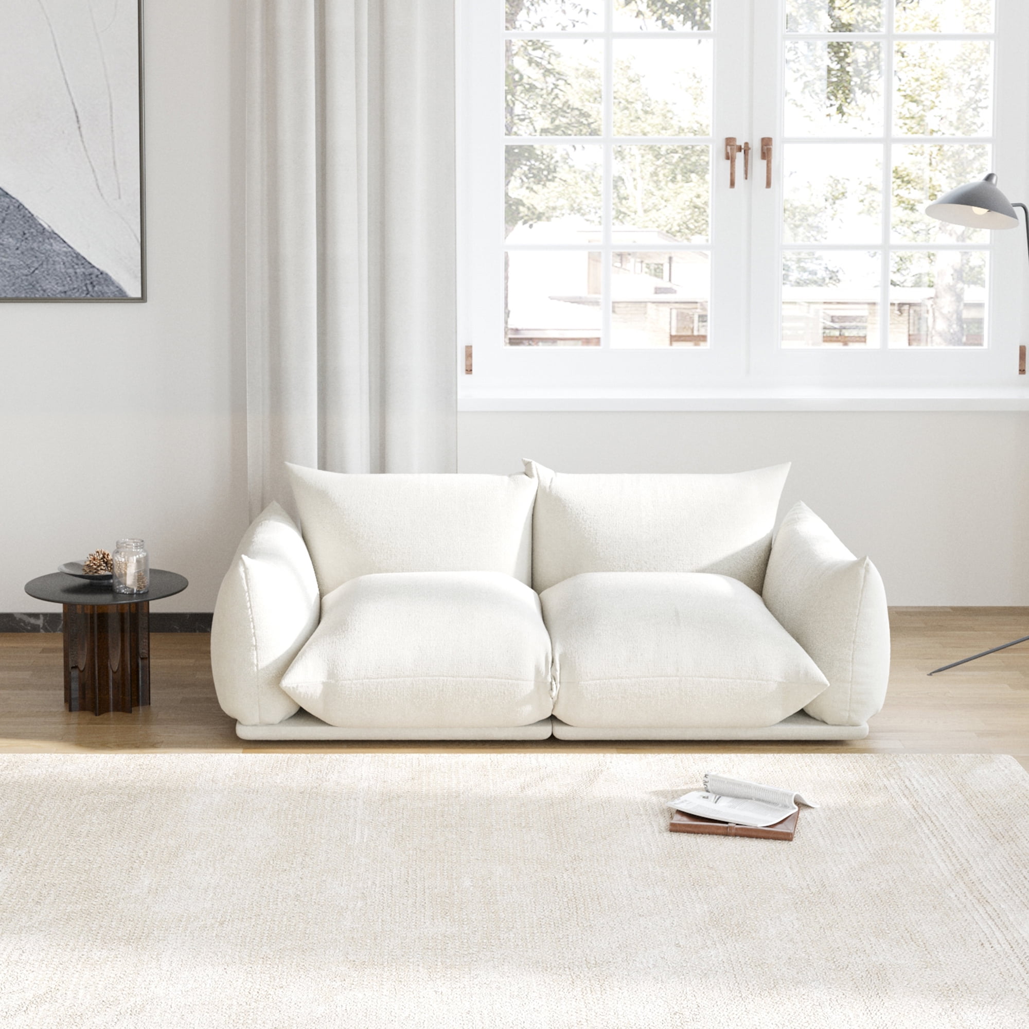 bokifol 2-Seat Modular Cloud Couch for Small Spaces,Easy to Assemble Cloud Couch for Living Room,Office,Beige
