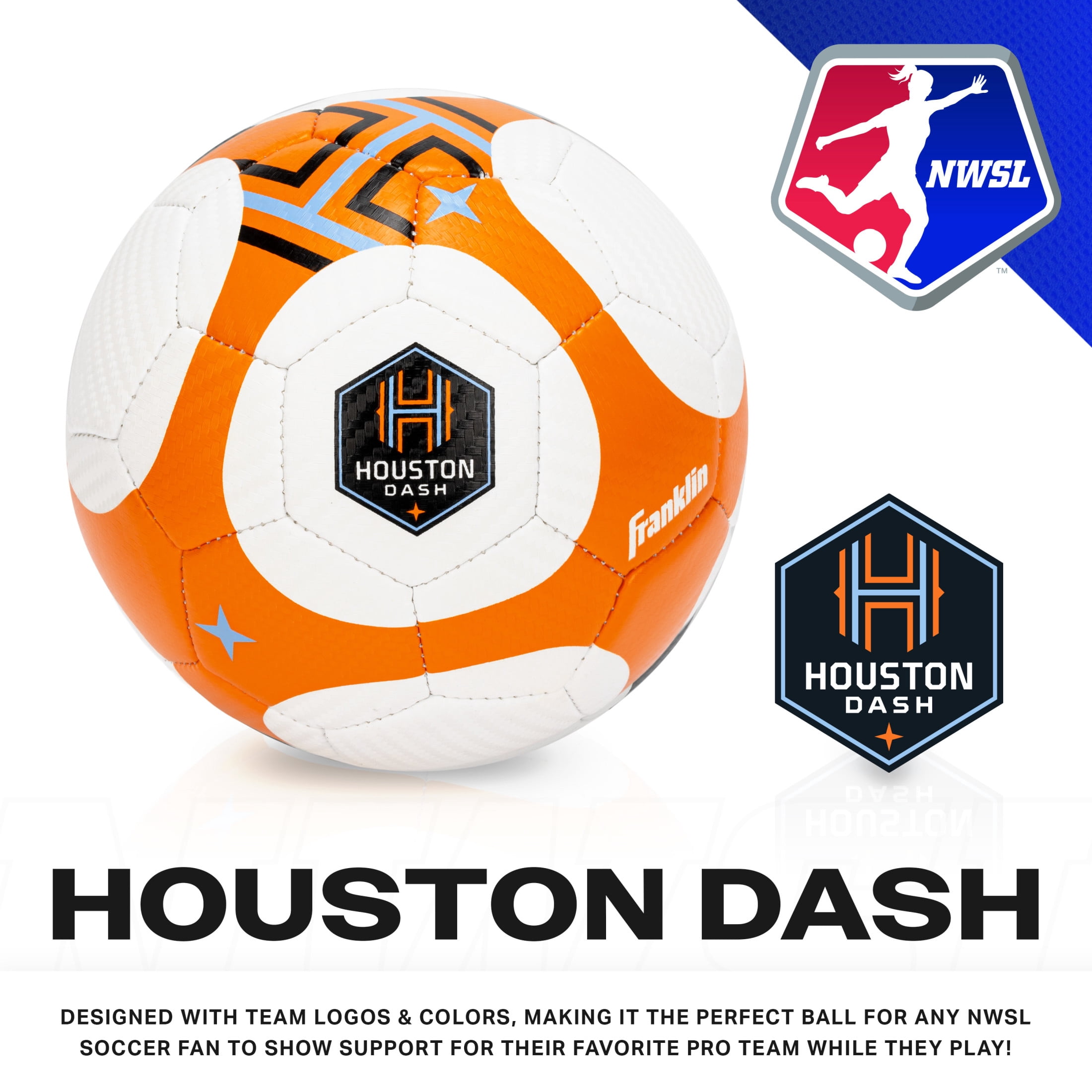 Franklin Sports NWSL Houston Dash Soccer Ball - Kids Mini Size 1 Soccer Ball - Skill + Training Soccer Ball for Kids + Adults - Boys + Girls Soccer Ball - Air Pump Included