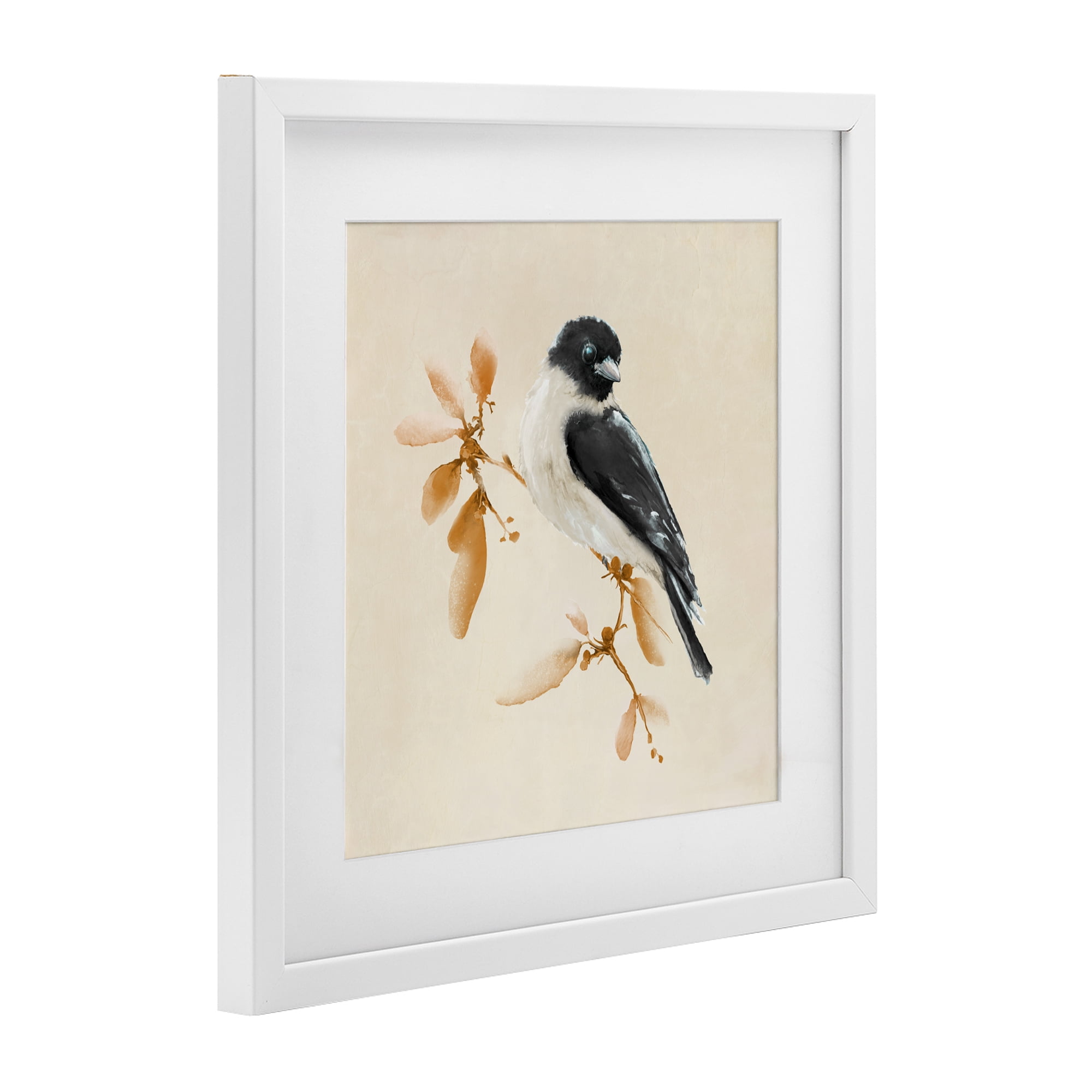 Stupell Industries Subtle Watercolor Chickadee White Framed Print Under Glass, design by Diannart