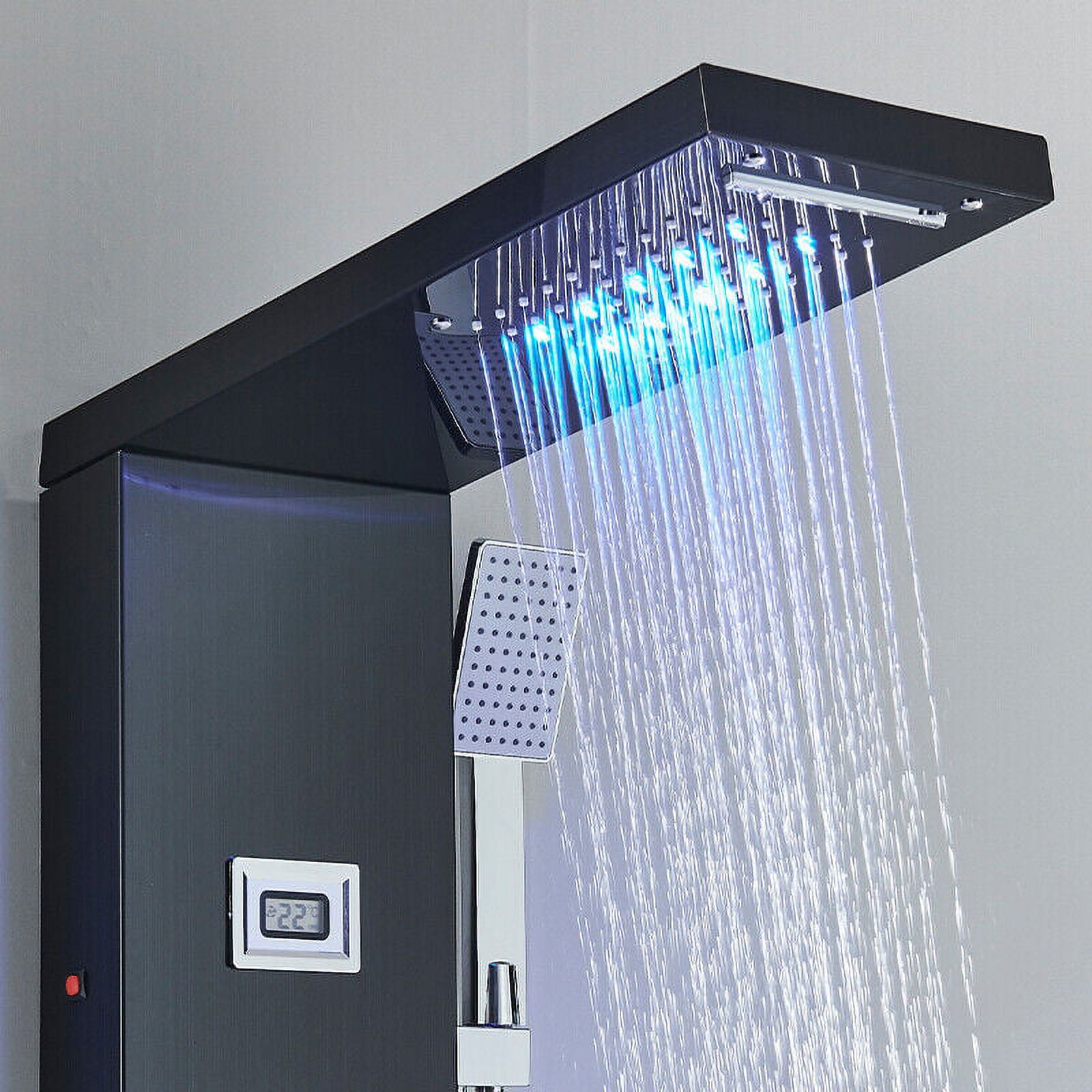 Zovajonia LED Shower Panel Tower System, Multi-Functions Shower Tower, Waterfall Showerhead, Shower Jets, Stainless Steel Rain Shower System Oil Rubbed Bronze