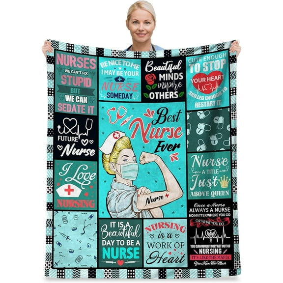 Nurse Gifts for Women, Nurse Week Gift for Nurses, Nurse Practitioner Gifts for Women, Nursing Graduation Gifts, Nurse Appreciation Gifts Soft Warm Nurse Throw Blanket 50"X60" Inch