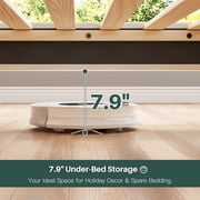 EnHomee King Size Bed Frame with 2-Tier Storage Shelf Upholstered Bed Frame with Headboard & LED Lights & Charge Station,Beige
