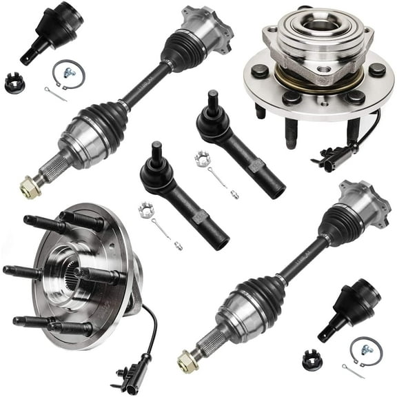 Detroit Axle - 8pc Front Wheel Hubs CV Axles Suspension Kit Replacement for GMC Yukon Chevy Tahoe Fits select: 2011 ,2013 CHEVROLET SILVERADO K1500 LT