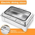 thumbnail image 3 of WAASOSCON 400W Electric Chafing Dish, Half Size Electric Chafing Dish with Glass Lid Buffet Set with Rotary Knob Adjustable Temp, 400W Electric Buffet Servers and Warmers with Roll Top for Catering, 3 of 8