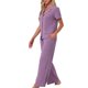 thumbnail image 4 of Conjunto de lounge para mujeres INSPIRE CHIC, conjunto de pijama de punto sólido, manga corta, pantalones largos, 2XL, púrpura, 4 of 6
