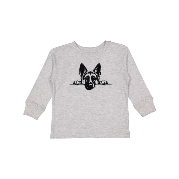 Inktastic Peeking German Shepherd Boys or Girls Long Sleeve Toddler T-Shirt