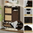 thumbnail image 7 of Acekid Shoe Cabinet Rattan 3 Flip Drawers Freestanding Storage Cabinet Adjustable Shelves Entryway Dark Cherry, 7 of 7