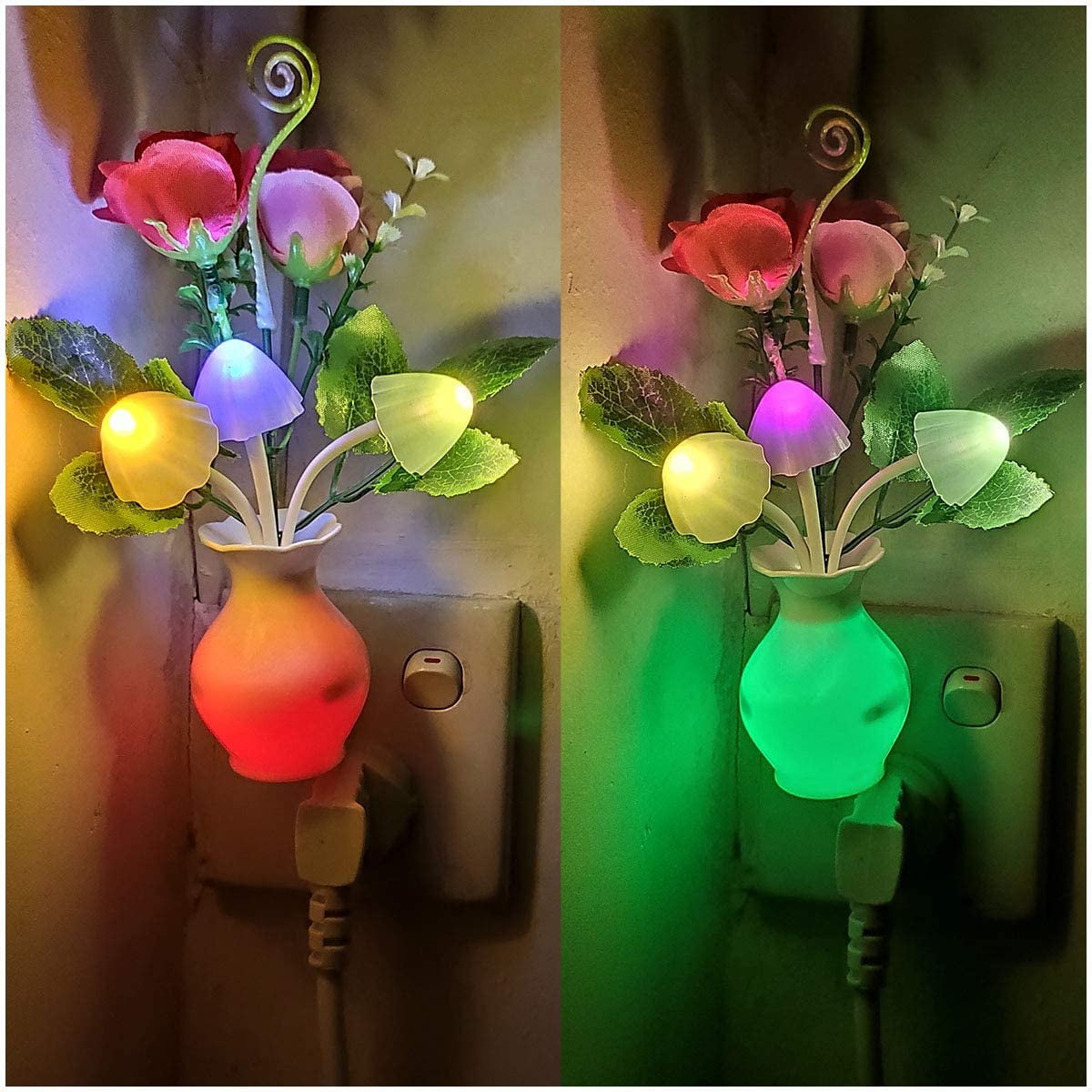 Flower Mushroom LED Night Light Sensor Baby Bed Room Lamp Decor B B 