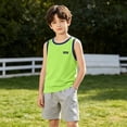 thumbnail image 3 of WPPGONE Kids Boys Active Tank Tops Contrast Ringer Trim Sleeveless Workout Shirts Chest Patch Detail Breathable Summer Gym Tees Casual Sports Basketball Running Clothes Outfits, 3 of 8