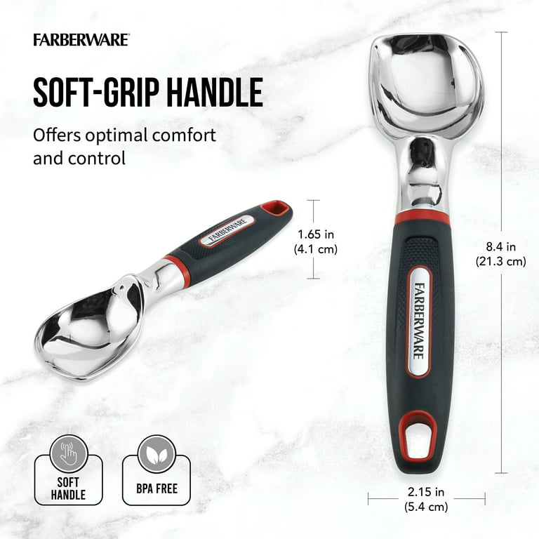 Farberware Stainless Steel Soft Grips Trigger Ice Cream Scoop 