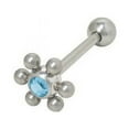 thumbnail image 2 of Jeweled Flower Design Barbell Tongue Ring, 2 of 7